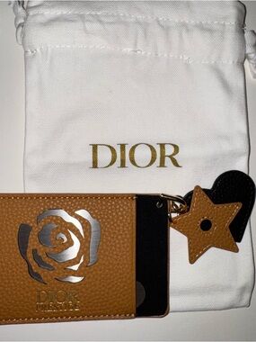 Dior GWP Brown Leather ID Holder with Mirror and Charm